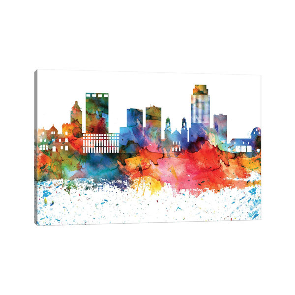 Latitude Run Omaha Skyline by Wrapped Canvas Painting Wayfair.co.uk